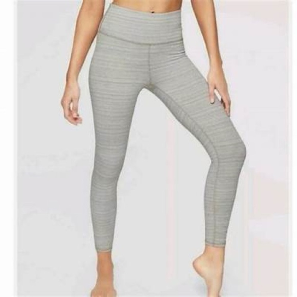 Athleta High Rise Jacquard Chaturanga Leggings Gray Large Workout Yoga Texture